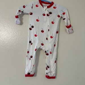 Kyte BABY Cherry Print Footie in White and Red